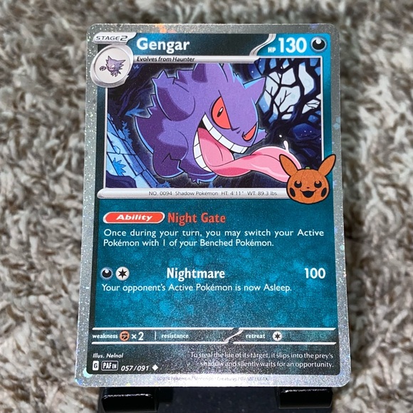 POKEMON Gengar Cosmos Holo Trick Or Trade Pikachu Stamp TCG Card - Picture 2 of 5